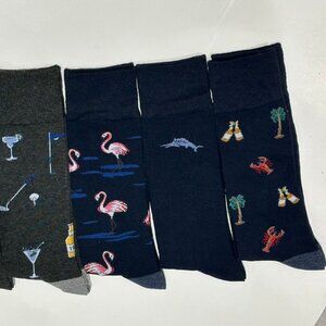 NWT $76 Tommy Bahama Novelty 6-Pack Assorted Crew Socks Limited Edition